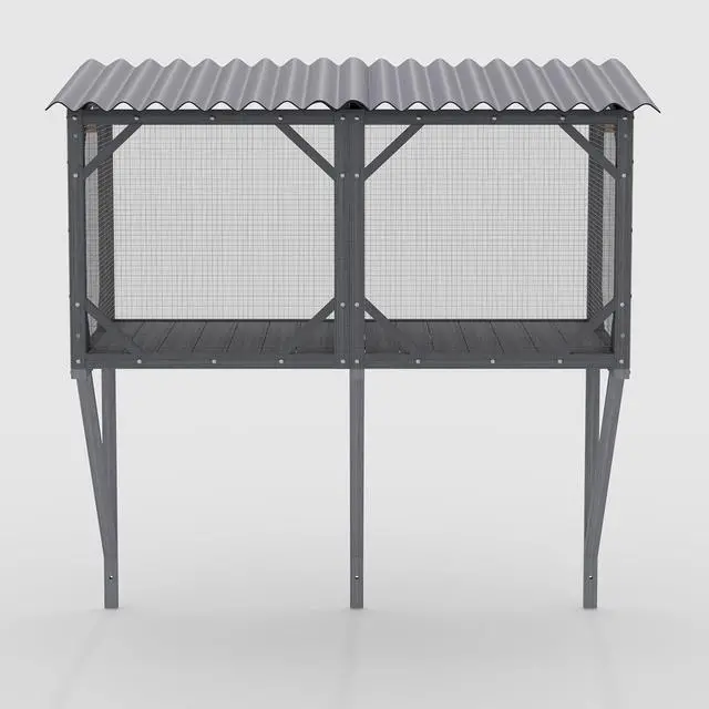 Alt view image 6 of 7 - Catio Outdoor Cat Enclosure Window, 44.5" Wooden Outdoor Cat Window Perch for Indoor Cats, Large Weatherpoof Pet House Cage Condo for Outside Sunbathing, Napping & OverlookingAntique Gray