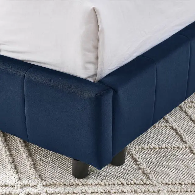 Alt view image 6 of 7 - Full Size Upholstered Daybed with High Headboard, Soft Velvet Upholstered Day Bed Frame with Comfortable Left Armrests, L Shaped Tufted Corner Sofa Bed for Bedroom, Living Room, Dark Blue