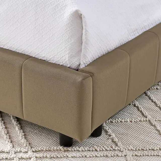 Alt view image 5 of 7 - Full Size Upholstered Daybed with High Headboard, Soft Velvet Upholstered Day Bed Frame with Comfortable Left Armrests, L Shaped Tufted Corner Sofa Bed for Bedroom, Living Room, Brown