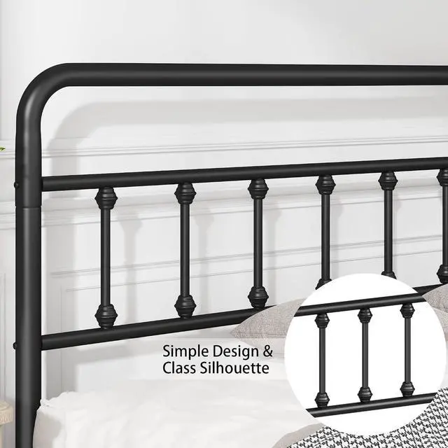 Alt view image 7 of 7 - Twin Size Metal Bed Frame,Platform Bedframe with Headboard and Footboard, Single Bed with Large Under Bed Storage, Strong Metal Slats, No Box Spring Needed, Black