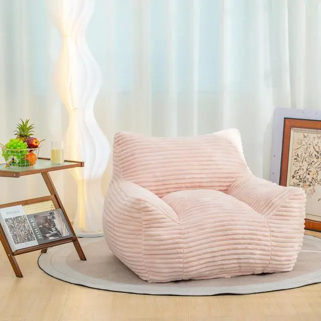 Main image of Giant Bean Bag Chair for Adults with Armrests, Comfy Large Beanbag Lounge, Corduroy Floor Lazy Sofa, Fluffy Cloud Reading Chair, Bean Bag Couch for Gaming Room, Living Room, Bedroom & Dorm, Pink