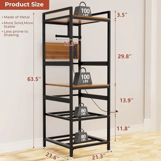 Alt view image 2 of 7 - 3D Printer Stand with Filament Storage, Heavy-Duty 3D Printer Table with Power Panel, Metal Frame and MDF Desktop, T-Shaped Filament Rack, Accessories for Printing Studio, Home Office Workshop