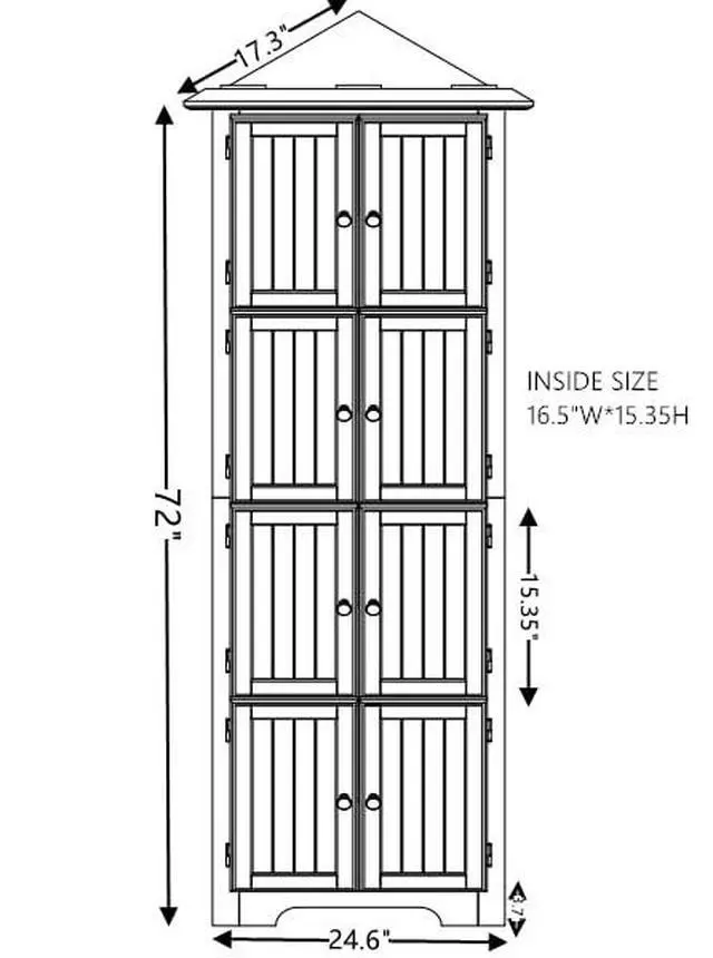 Alt view image 2 of 7 - 72" Tall Corner Storage Cabinet with Doors and Shelves, Farmhouse Coffee Bar Wood Kitchen Pantry with 8 Doors, Freestanding Large Utility Cabinet for Living Room, Kitchen, Oak
