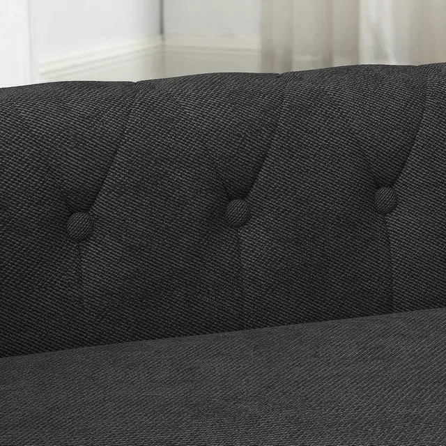Alt view image 5 of 7 - Elevated Dog Couch Bed for Medium and Large Sized Dog,Raised Pet Sofa with Washable Cushion Cover,Comfortable Linen Pet Couch,60 lbs Loading Large Sofa Chair,Black