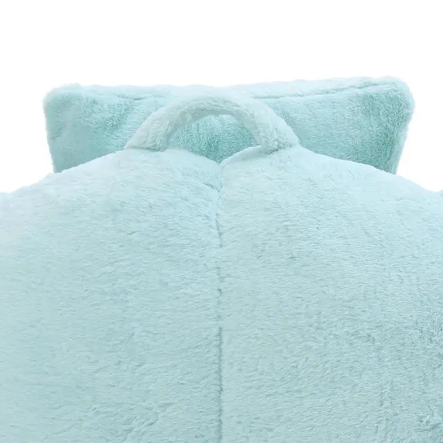 Alt view image 6 of 7 - Giant Adult Bean Bag Chair with Footstool, Faux Fur Big Bean Bag Couch with Filler, Comfy Accent Floor Sofa, Stuffed Boneless Reading Chair for Living Room, Bedroom,Gaming Room,Light Blue
