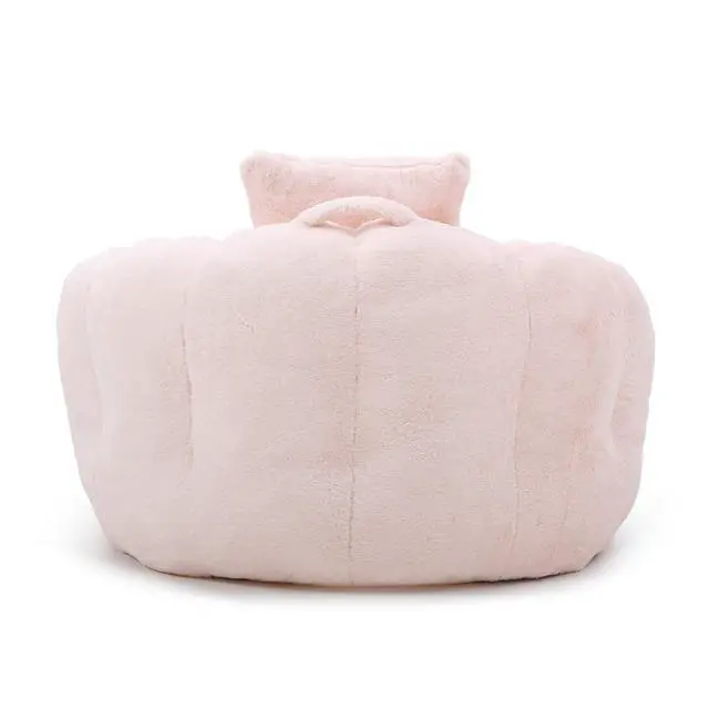 Alt view image 5 of 7 - Giant Adult Bean Bag Chair with Footstool, Faux Fur Big Bean Bag Couch with Filler, Comfy Accent Floor Sofa, Stuffed Boneless Reading Chair for Living Room, Bedroom,Gaming Room,Pink