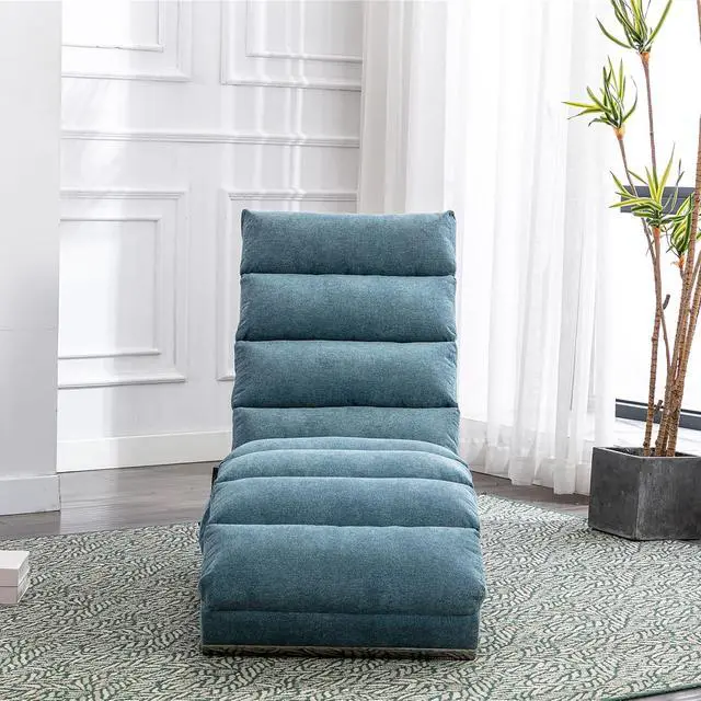 Alt view image 4 of 7 - Chaise Lounge Chair Indoor,Massage Chaise Lounge with Remote Control,Electric Massage Floor Chair,Modern Long Lounger with 5 Modes, Chaise Lounge Sofa for Office, Living Room,Bedroom,Linen,Blue