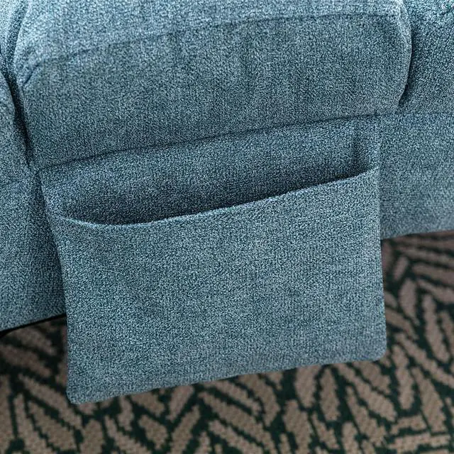 Alt view image 6 of 7 - Chaise Lounge Chair Indoor,Massage Chaise Lounge with Remote Control,Electric Massage Floor Chair,Modern Long Lounger with 5 Modes, Chaise Lounge Sofa for Office, Living Room,Bedroom,Linen,Blue