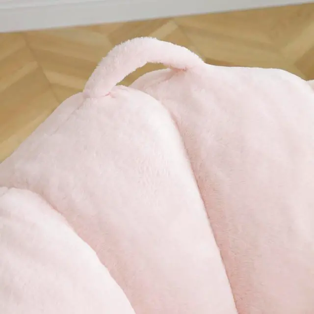 Alt view image 7 of 7 - Giant Adult Bean Bag Chair with Footstool, Faux Fur Big Bean Bag Couch with Filler, Comfy Accent Floor Sofa, Stuffed Boneless Reading Chair for Living Room, Bedroom,Gaming Room,Pink