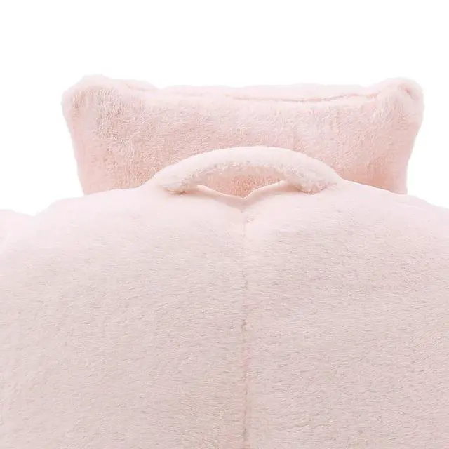 Alt view image 6 of 7 - Giant Adult Bean Bag Chair with Footstool, Faux Fur Big Bean Bag Couch with Filler, Comfy Accent Floor Sofa, Stuffed Boneless Reading Chair for Living Room, Bedroom,Gaming Room,Pink