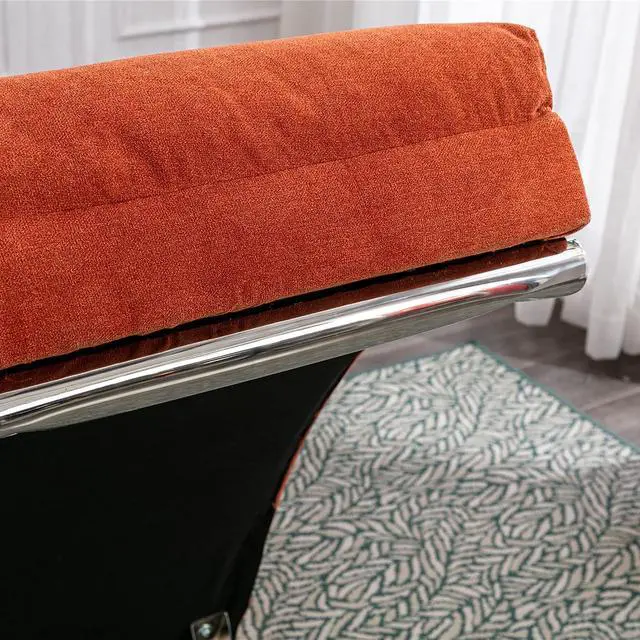 Alt view image 6 of 7 - Chaise Lounge Chair Indoor,Massage Chaise Lounge with Remote Control,Electric Massage Floor Chair,Modern Long Lounger with 5 Modes, Chaise Lounge Sofa for Office, Living Room,Bedroom,Linen,Orange