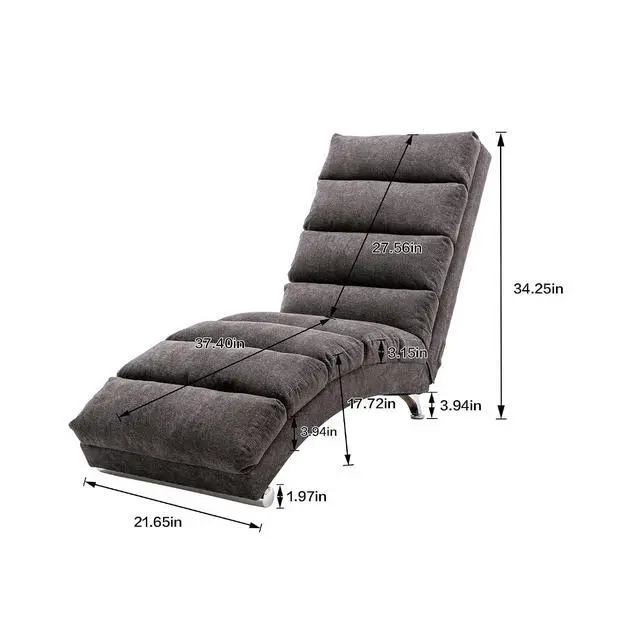 Alt view image 2 of 7 - Chaise Lounge Chair Indoor,Massage Chaise Lounge with Remote Control,Electric Massage Floor Chair,Modern Long Lounger with 5 Modes, Chaise Lounge Sofa for Office, Living Room,Bedroom,Linen,Dark Gray