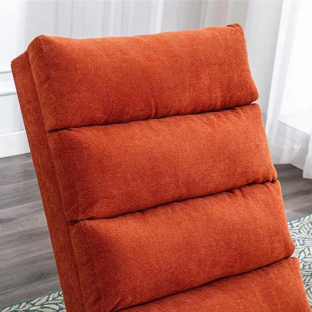 Alt view image 7 of 7 - Chaise Lounge Chair Indoor,Massage Chaise Lounge with Remote Control,Electric Massage Floor Chair,Modern Long Lounger with 5 Modes, Chaise Lounge Sofa for Office, Living Room,Bedroom,Linen,Orange