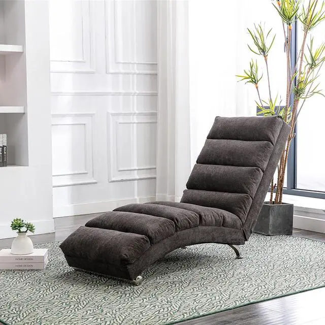 Alt view image 3 of 7 - Chaise Lounge Chair Indoor,Massage Chaise Lounge with Remote Control,Electric Massage Floor Chair,Modern Long Lounger with 5 Modes, Chaise Lounge Sofa for Office, Living Room,Bedroom,Linen,Dark Gray