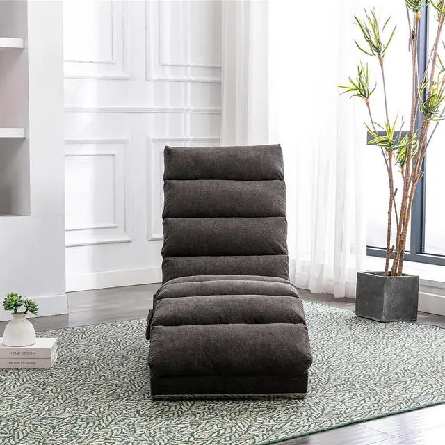 Alt view image 4 of 7 - Chaise Lounge Chair Indoor,Massage Chaise Lounge with Remote Control,Electric Massage Floor Chair,Modern Long Lounger with 5 Modes, Chaise Lounge Sofa for Office, Living Room,Bedroom,Linen,Dark Gray