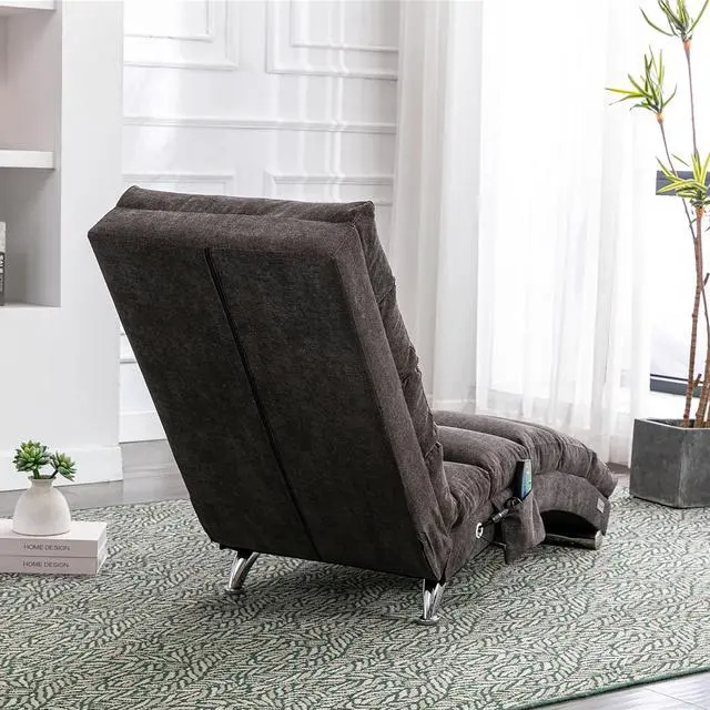 Alt view image 6 of 7 - Chaise Lounge Chair Indoor,Massage Chaise Lounge with Remote Control,Electric Massage Floor Chair,Modern Long Lounger with 5 Modes, Chaise Lounge Sofa for Office, Living Room,Bedroom,Linen,Dark Gray