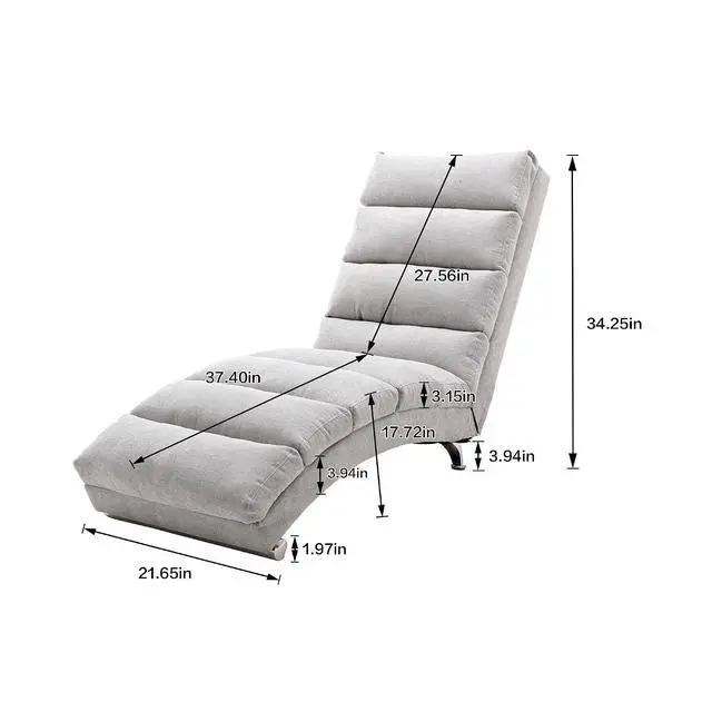 Alt view image 2 of 7 - Chaise Lounge Chair Indoor,Massage Chaise Lounge with Remote Control,Electric Massage Floor Chair,Modern Long Lounger with 5 Modes, Chaise Lounge Sofa for Office, Living Room,Bedroom,Linen,Light Gray