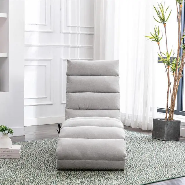 Alt view image 6 of 7 - Chaise Lounge Chair Indoor,Massage Chaise Lounge with Remote Control,Electric Massage Floor Chair,Modern Long Lounger with 5 Modes, Chaise Lounge Sofa for Office, Living Room,Bedroom,Linen,Light Gray