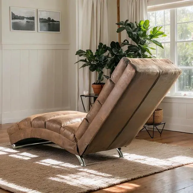 Alt view image 6 of 7 - Chaise Lounge Chair Indoor,Massage Chaise Lounge with Remote Control,Electric Massage Floor Chair,Modern Long Lounger with 5 Modes, Chaise Lounge Sofa for Office, Living Room,Bedroom,Microfiber,Coffee