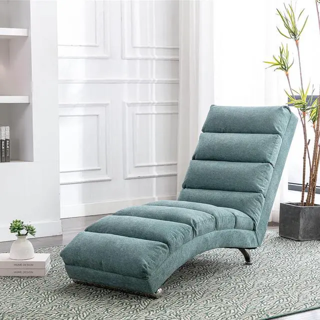 Main image of Chaise Lounge Chair Indoor,Massage Chaise Lounge with Remote Control,Electric Massage Floor Chair,Modern Long Lounger with 5 Modes, Chaise Lounge Sofa for Office, Living Room,Bedroom,Linen,Teal