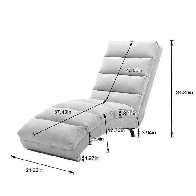 Alt view image 2 of 7 - Chaise Lounge Chair Indoor,Massage Chaise Lounge with Remote Control,Electric Massage Floor Chair,Modern Long Lounger with 5 Modes, Chaise Lounge Sofa for Office, Living Room,Bedroom,Microfiber,Coffee