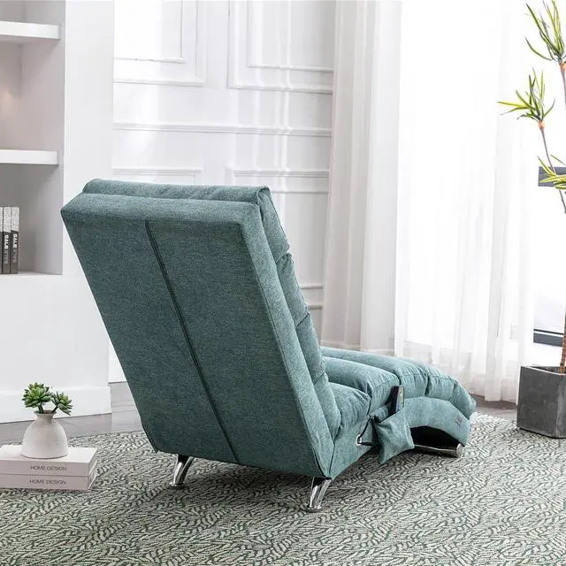 Alt view image 5 of 7 - Chaise Lounge Chair Indoor,Massage Chaise Lounge with Remote Control,Electric Massage Floor Chair,Modern Long Lounger with 5 Modes, Chaise Lounge Sofa for Office, Living Room,Bedroom,Linen,Teal