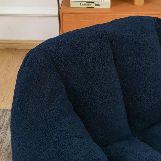 Alt view image 5 of 7 - Fluffy Bean Bag Chair, Comfy Lazy Floor Sofa for Adults and Kids, Stuffed Reading Chair with Backrest, Cozy BeanBag with Memory Foam for Dorm, Apartment, Living Room,Dark Blue