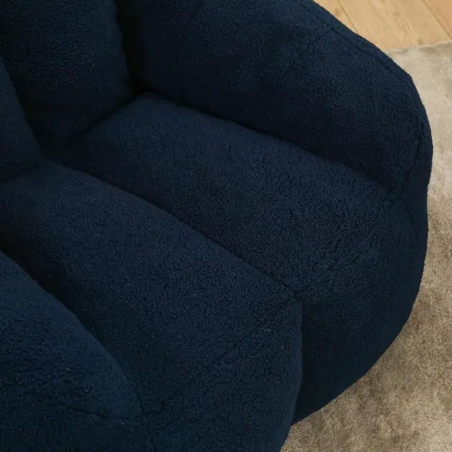 Alt view image 6 of 7 - Fluffy Bean Bag Chair, Comfy Lazy Floor Sofa for Adults and Kids, Stuffed Reading Chair with Backrest, Cozy BeanBag with Memory Foam for Dorm, Apartment, Living Room,Dark Blue