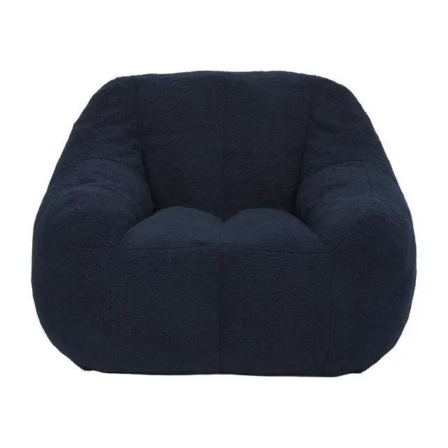 Alt view image 7 of 7 - Fluffy Bean Bag Chair, Comfy Lazy Floor Sofa for Adults and Kids, Stuffed Reading Chair with Backrest, Cozy BeanBag with Memory Foam for Dorm, Apartment, Living Room,Dark Blue