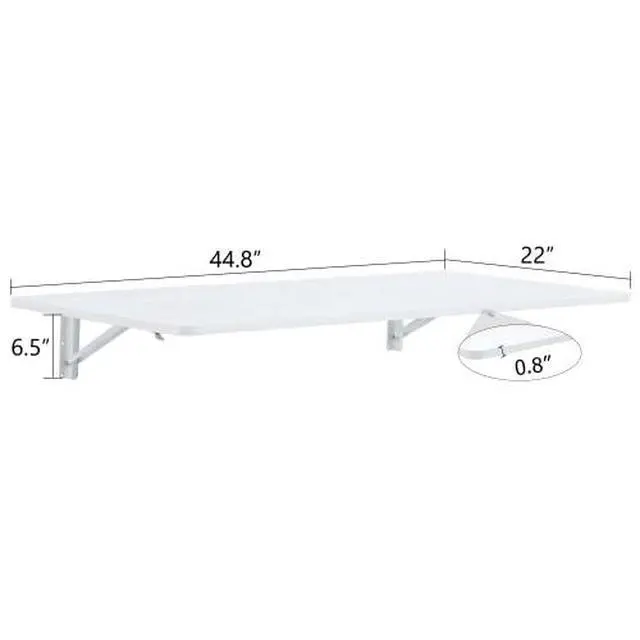 Alt view image 2 of 7 - Wall Mounted Laundry Folding Table, Wall Mounted Laundry Folding Station for Small Spaces,Fold Down Desk Shelf, Droptop Workbench for Garage & Shed/Home Office, Bar/Kitchen/ Dining Room, White