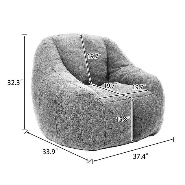 Alt view image 2 of 7 - Fluffy Bean Bag Chair, Comfy Lazy Floor Sofa for Adults and Kids, Stuffed Reading Chair with Backrest, Cozy BeanBag with Memory Foam for Dorm, Apartment, Living Room,Dark Blue