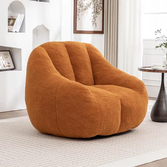 Main image of Fluffy Bean Bag Chair, Comfy Lazy Floor Sofa for Adults and Kids, Stuffed Reading Chair with Backrest, Cozy BeanBag with Memory Foam for Dorm, Apartment, Living Room,Yellow