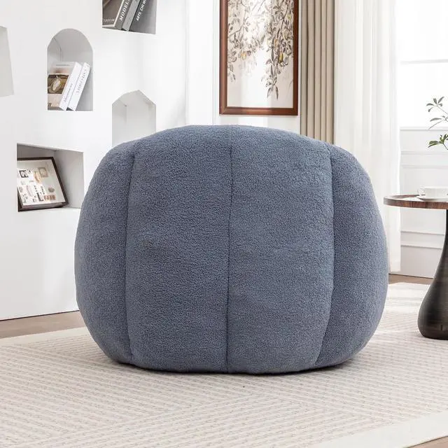 Alt view image 7 of 7 - Fluffy Bean Bag Chair, Comfy Lazy Floor Sofa for Adults and Kids, Stuffed Reading Chair with Backrest, Cozy BeanBag with Memory Foam for Dorm, Apartment, Living Room,Light Blue