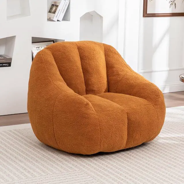 Alt view image 3 of 7 - Fluffy Bean Bag Chair, Comfy Lazy Floor Sofa for Adults and Kids, Stuffed Reading Chair with Backrest, Cozy BeanBag with Memory Foam for Dorm, Apartment, Living Room,Yellow