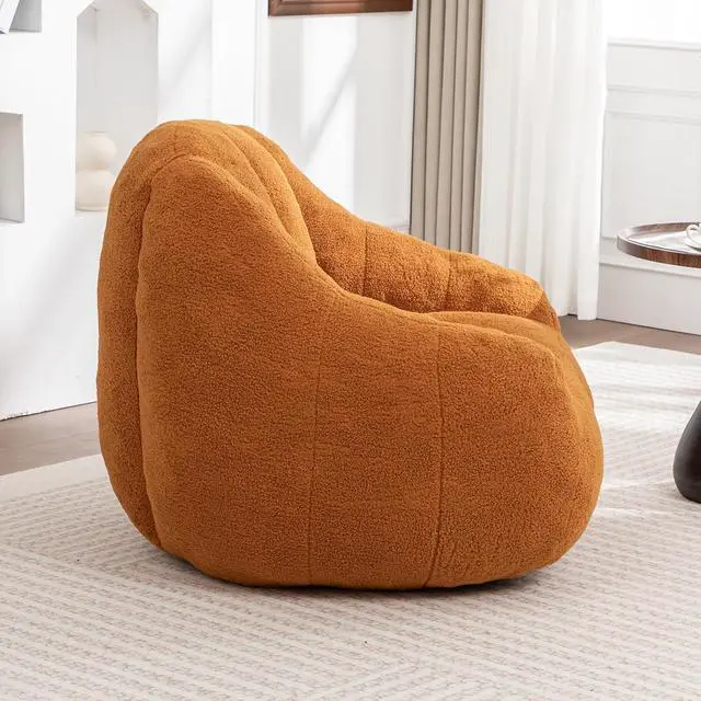Alt view image 6 of 7 - Fluffy Bean Bag Chair, Comfy Lazy Floor Sofa for Adults and Kids, Stuffed Reading Chair with Backrest, Cozy BeanBag with Memory Foam for Dorm, Apartment, Living Room,Yellow