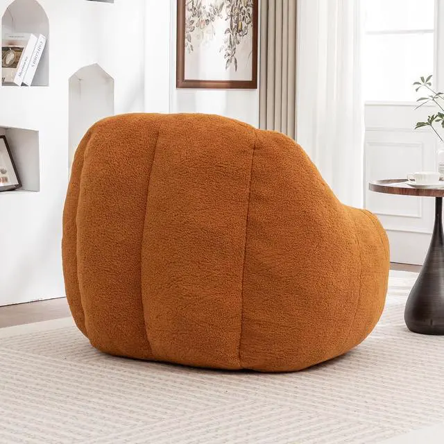 Alt view image 7 of 7 - Fluffy Bean Bag Chair, Comfy Lazy Floor Sofa for Adults and Kids, Stuffed Reading Chair with Backrest, Cozy BeanBag with Memory Foam for Dorm, Apartment, Living Room,Yellow