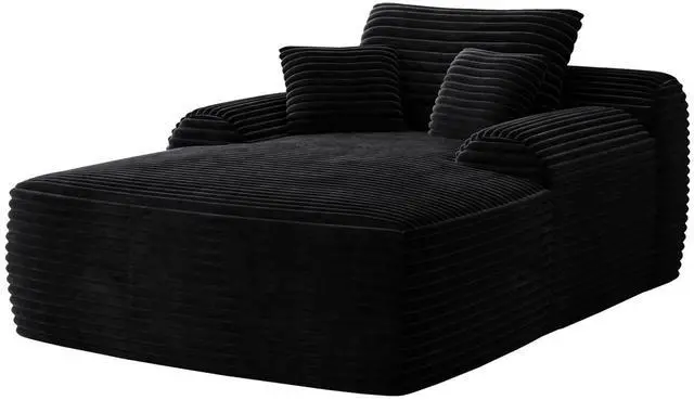 Alt view image 5 of 7 - Floor Lazy Sofa with Pillows, 47" Width Convertible Chaise Lounge Chair with Armrest, Oversized Plush Boneless Sleeper Sofa Bed, Soft Sleeper Chair for Living Room, Bedroom, Black