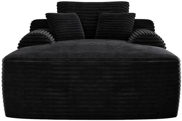 Alt view image 7 of 7 - Floor Lazy Sofa with Pillows, 47" Width Convertible Chaise Lounge Chair with Armrest, Oversized Plush Boneless Sleeper Sofa Bed, Soft Sleeper Chair for Living Room, Bedroom, Black