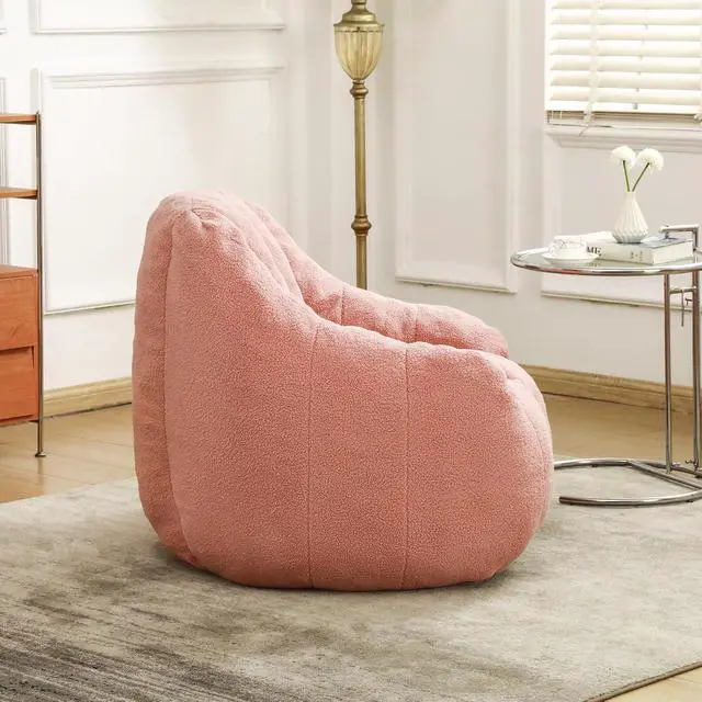 Alt view image 4 of 7 - Fluffy Bean Bag Chair, Comfy Lazy Floor Sofa for Adults and Kids, Stuffed Reading Chair with Backrest, Cozy BeanBag with Memory Foam for Dorm, Apartment, Living Room,Pink