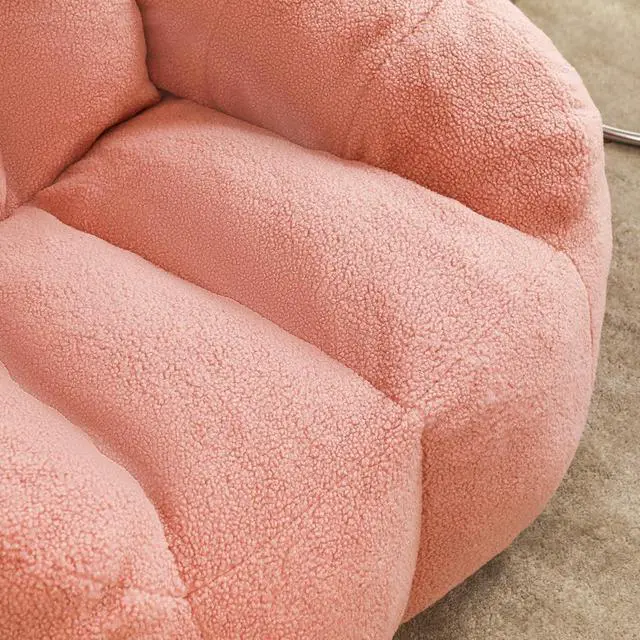 Alt view image 6 of 7 - Fluffy Bean Bag Chair, Comfy Lazy Floor Sofa for Adults and Kids, Stuffed Reading Chair with Backrest, Cozy BeanBag with Memory Foam for Dorm, Apartment, Living Room,Pink