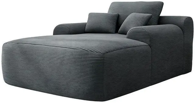 Alt view image 6 of 6 - Floor Lazy Sofa with Pillows, 47" Width Convertible Chaise Lounge Chair with Armrest, Oversized Boneless Sleeper Sofa Bed, Soft Corduroy Sleeper Chair for Living Room, Bedroom, Grey