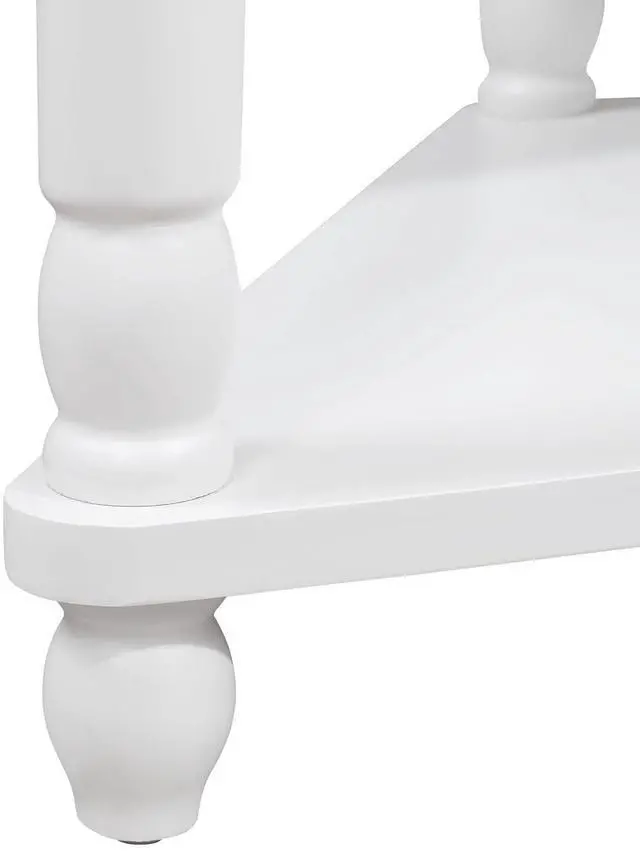 Alt view image 6 of 7 - 33.8'' Corner Desk for Small Spaces,Triangle End Table with Storage Drawer,Corner Side Table with Shelves,Small Corner Table for Living Room, 3 Tier End Corner Table with Solid Wood Legs,White