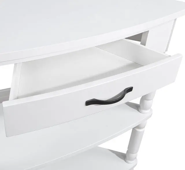 Alt view image 7 of 7 - 33.8'' Corner Desk for Small Spaces,Triangle End Table with Storage Drawer,Corner Side Table with Shelves,Small Corner Table for Living Room, 3 Tier End Corner Table with Solid Wood Legs,White