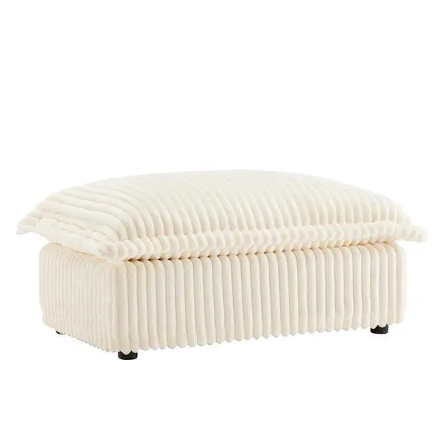 Alt view image 3 of 6 - Chenille Ottoman Footrest, Stylish Stool Bench for Living Room, Bedroom, and Apartment, Stool Bench Chaise Perfect for Sectional Sofas, Soft and Durable Upholstered Design
