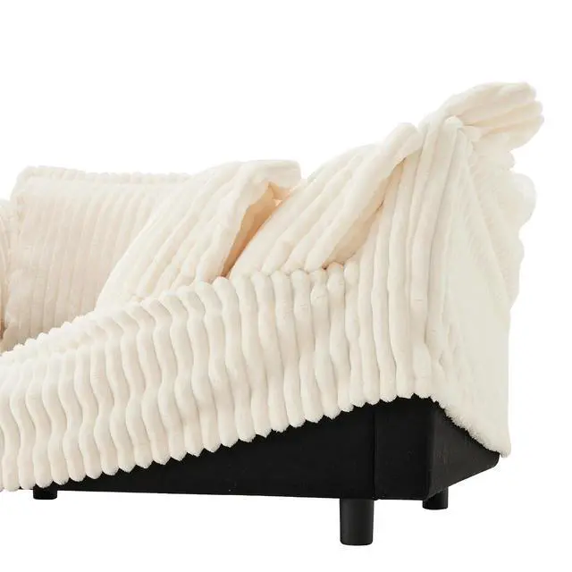 Alt view image 4 of 6 - Chenille Ottoman Footrest, Stylish Stool Bench for Living Room, Bedroom, and Apartment, Stool Bench Chaise Perfect for Sectional Sofas, Soft and Durable Upholstered Design