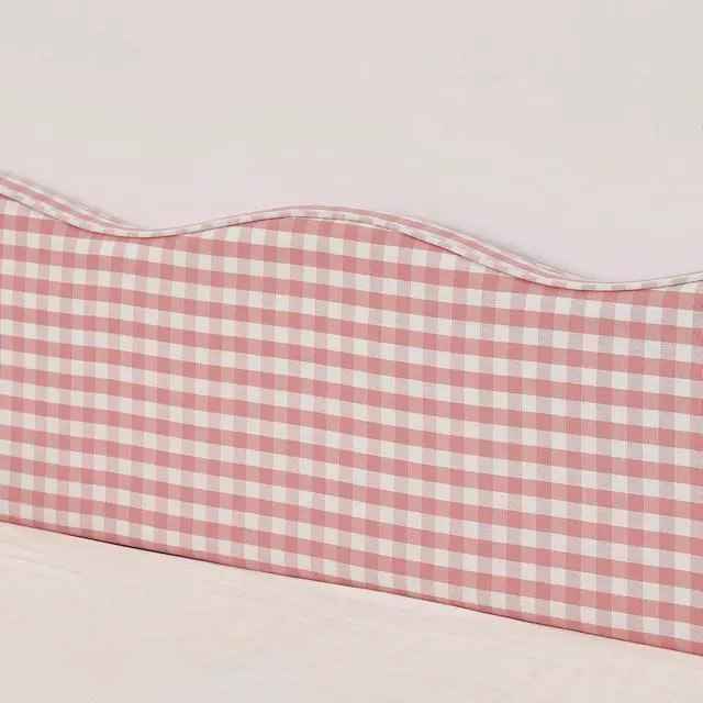 Alt view image 7 of 7 - 3 in 1 Twin to King Daybed, Gingham Upholstered Daybed with Pop Up Trundle, Convertible Sofa Bed with Side Storage Pockets, Extendable Guest Bed Frame for Teens Adults Bedroom Living Room, Pink
