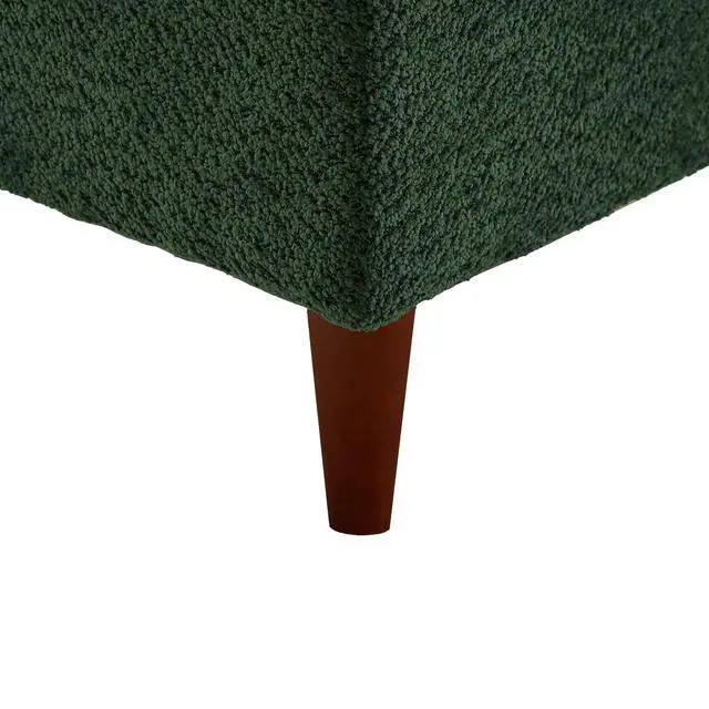 Alt view image 5 of 7 - Boucle Upholstered Chaise Lounge with Stool, Soft Sleeper Chair with Right Hand Armrest and 2 Throw Pillows, Leisure Couch, Accent Reading Chair with for Living Room, Bedroom, Green