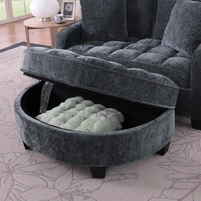 Alt view image 6 of 7 - 51" Loveseat Sofa Bed, 3 IN 1 Convertible Sofa with Storage Footrest, 2 Seater Futon Couch with Adjustable Backrests, Side Pockets, Chaise Longue with Throw Pillows for Living Room and Bedroom, Black