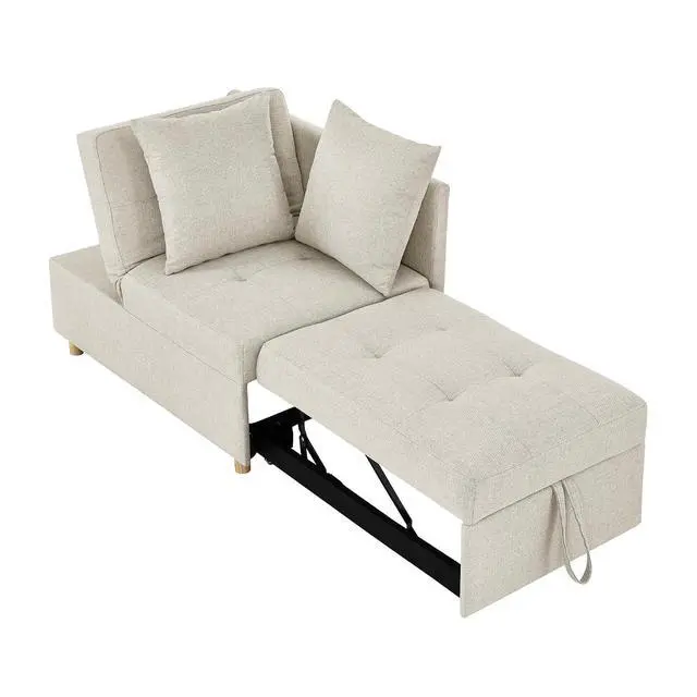 Alt view image 7 of 7 - Convertible Pull Out Sofa with Adjustable Backrest, Compact Sofa for Small Spaces, Living Room, Bedroom, Dorms, Apartments