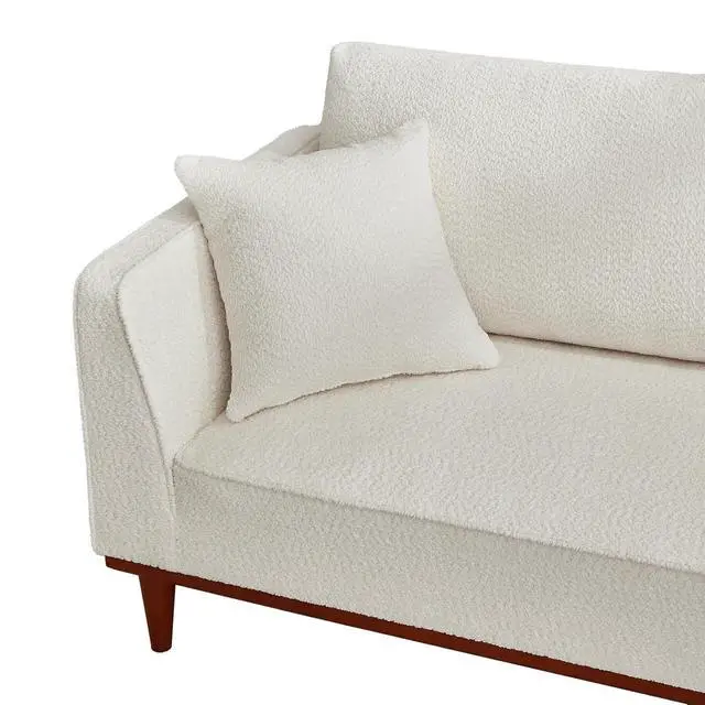 Alt view image 5 of 7 - Upholstered Chaise Lounge with Stool, Sleeper Chair with Left Hand Armrest and Pillow for Living Room Bedroom, Leisure Couch Accent Reading Chair with Ottoman for Living Room, Bedroom, White